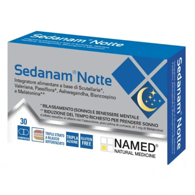 Confezione da 30 compresse di Named Sedanam Notte integratore per dormire bene