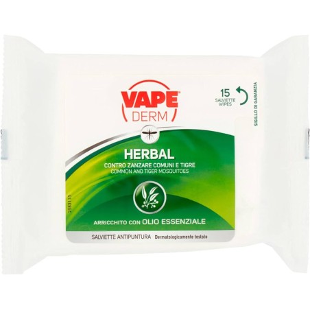 VAPE DERM HERBAL ANTIPUNTURA SALVIETTE 15 PEZZI