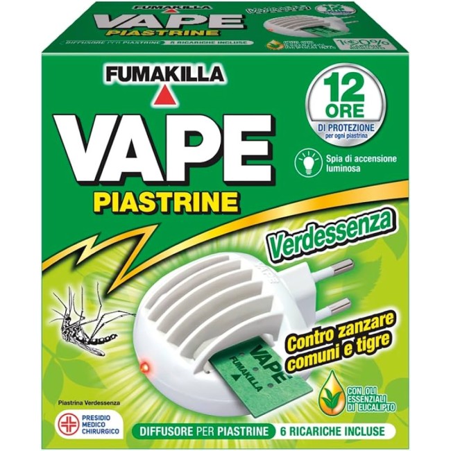 VAPE ELETTROEMANATORE PIASTRINE VERDESSENZA + 6 PIASTRINE