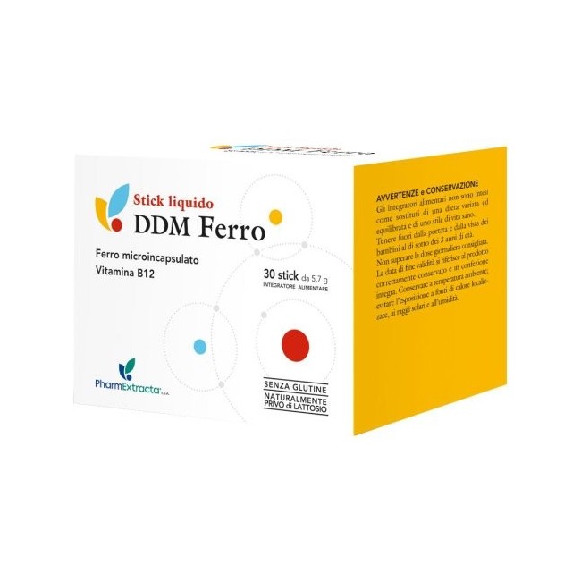 Confezione da 30 bustine liquide di DDM Ferro integratore di ferro e vitamina B12