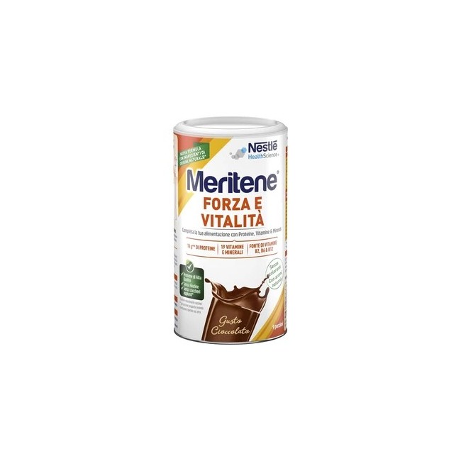 Confezione da 270 Grammi di Meritene  Protein Gusto cioccolato.