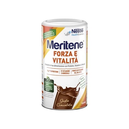 Confezione da 270 Grammi di Meritene  Protein Gusto cioccolato.