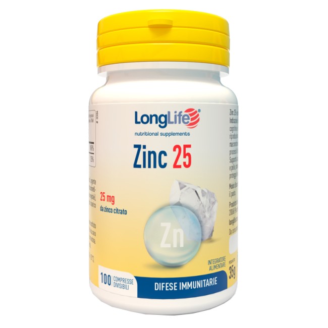 Confezione da 10 compresse di Longlife Zinc integratore per le difese immunitarie.