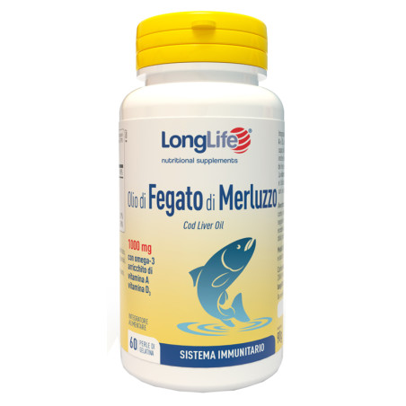 Longlife Olio di Fegato di Merluzzo 1000mg Integratore Alimentare 60 Perle