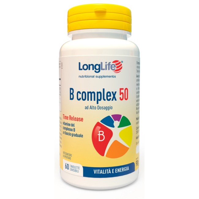 Confezione da 60 tavolette di Longlife B complex 50 T/R integratore di vitamine del gruppo B