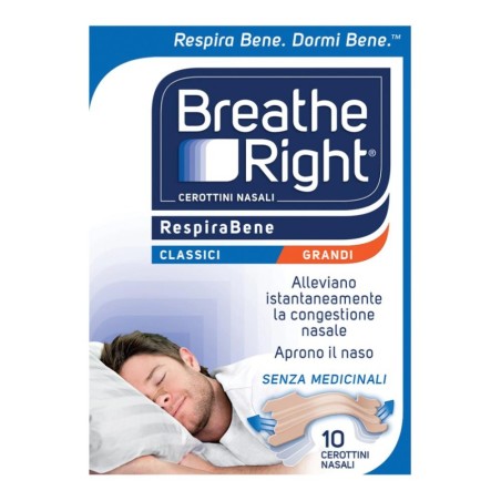 CEROTTI NASALI BREATHE RIGHT CLASSICI GRANDI 10 PEZZI