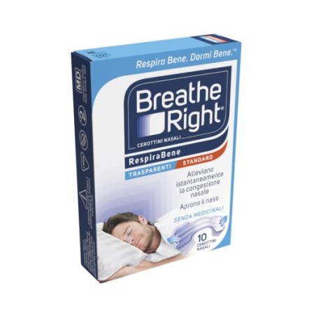 CEROTTI NASALI BREATHE RIGHT TRASPARENTI GRANDI 10 PEZZI