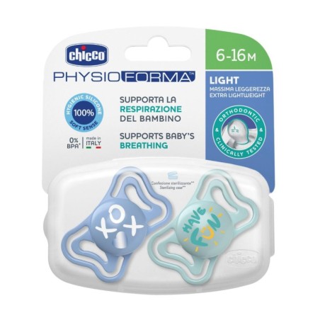 CHICCO SUCCHIETTO LIGHT AZZURRO SILICONE 6-16M 2 PEZZI