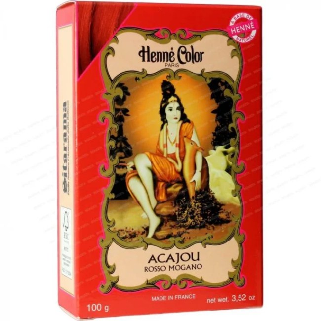 POLVERE HENNE ACAJOU ROSSO MOGANO HENNE COLOR POLVERE VEGETALE COLORANTE RIFLESSANTE 100 G