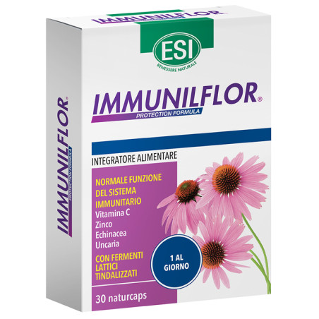 Confezione da 30 capsule di Esi Immunilflor per rafforzare le difese immunitarie ed il benessere delle prime vie respiratorie