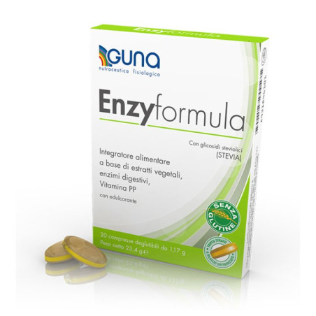 Confezione da 20 compresse di Guna Enzyformula integratore di enzimi digestivi per favorire la digestione