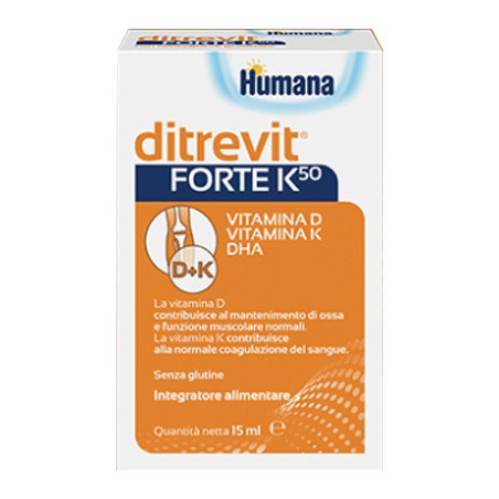 Humana Ditrevit Forte K 50 Integratore Alimentare Di Vitamine D, K e DHA 15ml