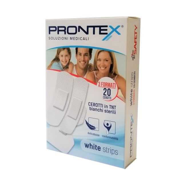 CEROTTO PRONTEX WHITE STRIPS IN TESSUTO NON TESSUTO BIANCO STERILE 3 FORMATI 20 PEZZI